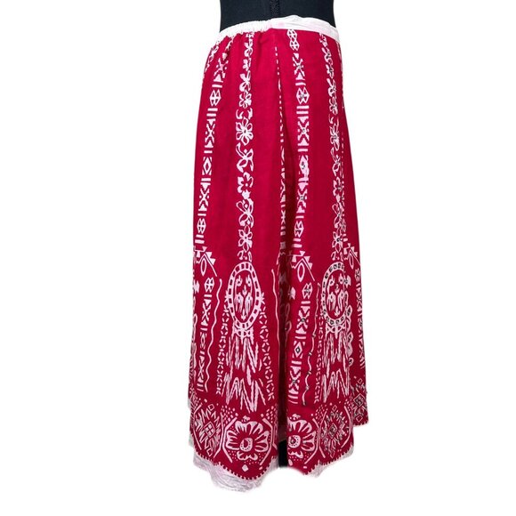 Jane Ashley Vintage Red White Sequin Boho Skirt Size M - Picture 2 of 8